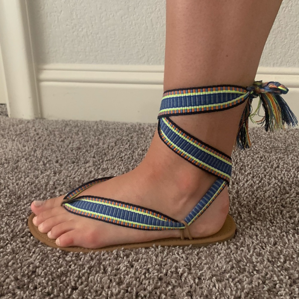 Colorful Flat Sandals Cute Casual Beachy wrap-up